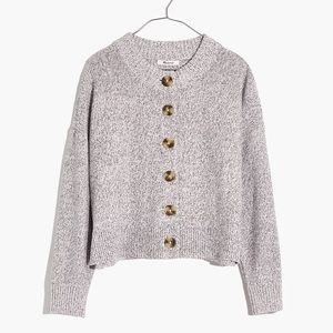 Madewell Heather Grey Button Front Cotton Cardigan Knit Sweater Top Cropped